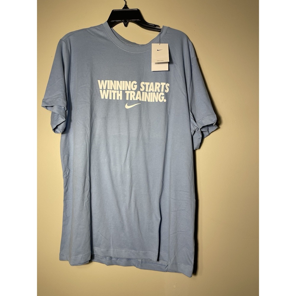 Nike Shirt Mens XL Blue Winning Starts With Training Dri-FIT Tee HV4187-486